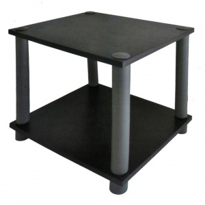 Masuta patrata din lemn MDF, 2 nivele, greutate maxima 20 kg, dimensiune 34x30x31cm, Neagra