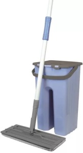 Mop plat cu 2 cuve, capacitate totala 8 l, laveta microfibra, Bej/Albastru, Ertone MN500 - Img 6