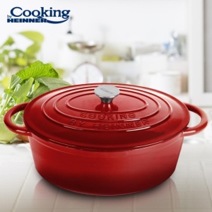 Oala cu capac Cooking by Heinner Red Line, fonta emailata, 33.5 x 26 x 12 cm, 6 L, HR-KN-SM28OV - Img 3