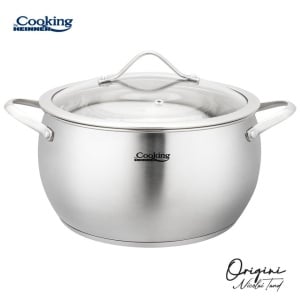 Oala din inox cu capac, dimensiune 24 x 13.5 cm, capacitate 6 L, baza inductie, Origini Chef Nicolai Tand - Img 2