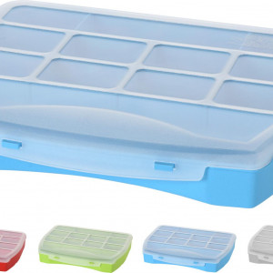 Organizator din plastic cu 12 compartimente, 21x20x4.5 cm, Multicolor - Img 2