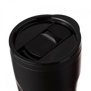 Pahar termos cu carcasa metalica si exterior din plastic, 350 ml, 8.5x13 cm, Negru - Img 2