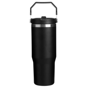 Pahar termos cu maner si pai, capacitate 890 ml, Negru Mat - Img 2
