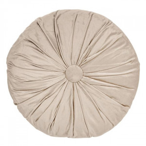 Perna decorativa rotunda, doua fete, aspect catifelat, dimensiune 40x10 cm, Bej - Img 4