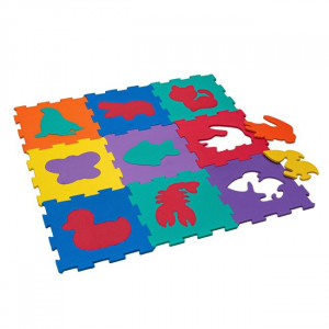 Puzzle modular pentru podea, moale si antiderapant, contine 9 bucati, Animale multicolor - Img 3