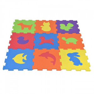 Puzzle modular pentru podea, moale si antiderapant, contine 9 piese, Animale - Img 2