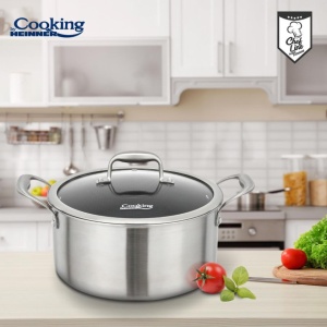 Semioala din inox cu capac, dimensiune 20x10 cm, 2.8l, acoperire ceramica HONEYCOMB, Heinner Titanium MRK-20 - Img 2