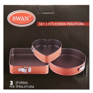 Set 3 forme pentru prajituri, dimensiune 24/26/28 cm, acoperire antiaderenta, baza detasabila