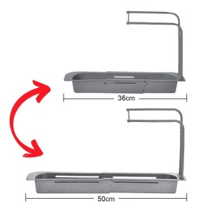 Supot organizator pentru chiuveta, dimensiune 36x6x9 cm, lungime ajustabila, Gri - Img 3