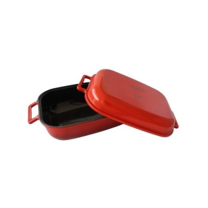 Tava dubla din fonta emailata, capacitate 4 l+ 2.5l, dimensiune 25x33 cm, greutate 7.5 kg, Hausberg H758