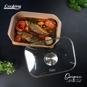 Tava inalta cu capac pentru cuptor, aluminiu turnat cu acoperire ceramica, dimensiune 39 x 26 x 8.5 cm, capacitate 6 L, baza inductie, Cooking by Heinner Nicolai Tand - Img 3