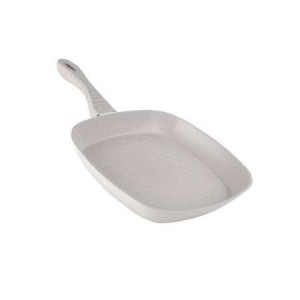 Tigaie grill cu capac, Interior marmorat non stick, 28 x 4 cm, Crem - Img 2