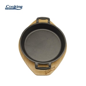 Tigaie servire din fonta pura, suport din lemn, diametru 20 cm, baza inductie, Heinner ZVC-T20 - Img 5