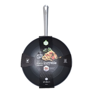 Tigaie Wok din fonta usoara tip fagure, maner din inox, baza inductie, diametru 28 cm, OTI