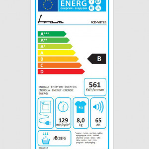 Uscator de rufe Fram FCD-V8T2B, Condensare, 8 kg, Clasa B, Display LED, Iluminare cuva, Start intarziat, Anti-sifonare, Alb - Img 2