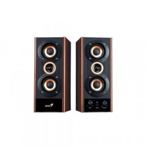 Boxe Genius SP-HF800A, 2.0, 20W RMS, Black & Cherry Wood - Img 3