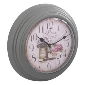 Ceas decorativ de perete, diametru 20 cm, model Vintage cu flori - Img 3
