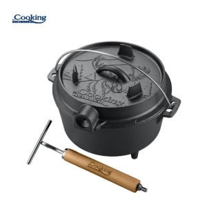 Ceaun din fonta pura 2 in 1, capacitate 7l, dimensiune 29.5X16 cm, capacul poate fi folosit ca tigaie grill, Heinner HR-ZVC-TC7