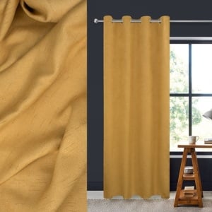 Draperie decorativa cu inele, 136x260 cm, Galben mustar - Img 1