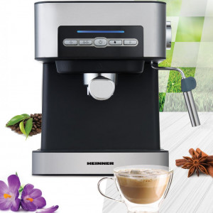 Espressor semi-automat Heinner HEM-B2016SA, 20 bar, 850W, 20 bar, rezervor apa detasabil 1.6l, optiuni presetate pentru 1 sau 2 cesti, filtru din inox, plita pentru mentinere cafea calda, decoratii inox - Img 5