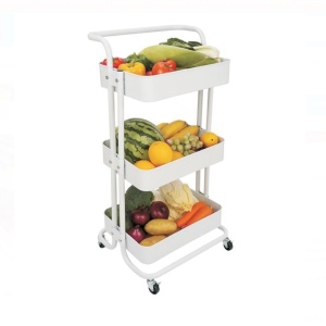 Etajera metalica pentru bucatarie, 3 nivele, dimensiune 44x36x82 cm, Alba
