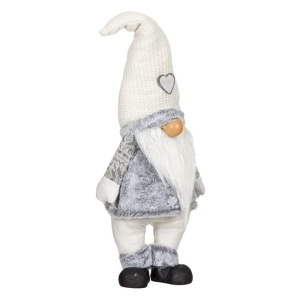 Figurina decorativa de Craciun, dimensiune 27x19x70 cm, Gnome cu pulover gri - Img 2