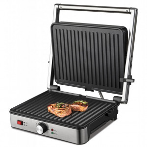 Grill electric Heinner HEG-K2000SS, 2000 w, placi fixe cu invelis antiaderent, temperatura reglabila, deschidere 180˚ - Img 2