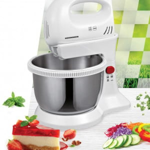 Mixer cu bol Heinner HMBR-300W, Bol Rotativ Inox, 300W, 3.4L, Alb - Img 5