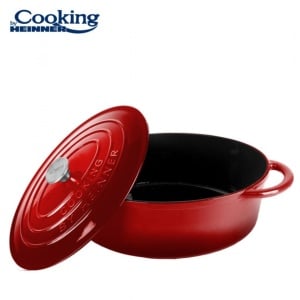 Oala cu capac Cooking by Heinner Red Line, fonta emailata, 33.5 x 26 x 12 cm, 6 L, HR-KN-SM28OV - Img 1