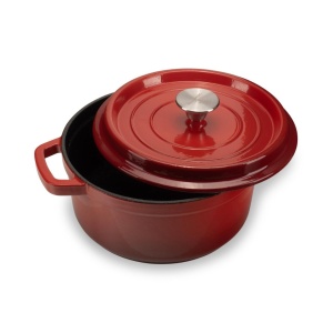 Oala fonta emailata, diametru 22 cm, adancime 10 cm, greutate 4 kg, interior antiaderent, capacitate 3l, Hausberg H742 - Img 3