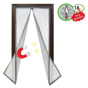 Perdea anti insecte cu magnet pentru usa, dimensiune 2.2 x 1.5 m, Alba - Img 1