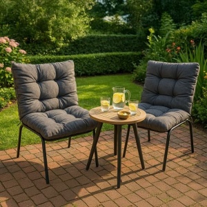 Perna decorativa pentru scaun cu spatar, doua fete, pentru exterior, dimensiune 100 x 50 x 10 cm, Gri - Img 2