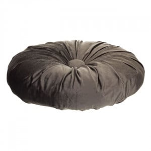 Perna decorativa rotunda, doua fete, aspect catifelat, dimensiune 40x10 cm, Gri - Img 3