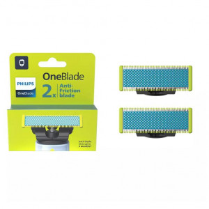 Rezerva OneBlade QP225/50, pentru piele-ultra sensibila, otel inoxidabil, umed si uscat, kit 2 lame,compatibil cu Philips OneBlade si OneBladePro, Verde