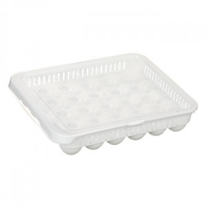 Suport organizator din plastic cu capac pentru 30 de oua, dimensiune 33.5x27.8x7.3cm