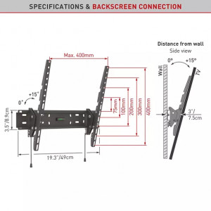 Suport TV de perete Barkan 31H.B, reglabil, 19"-65", Negru - Img 2