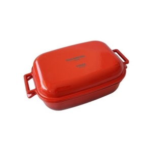 Tava dubla din fonta emailata, capacitate 4 l+ 2.5l, dimensiune 25x33 cm, greutate 7.5 kg, Hausberg H758 - Img 3