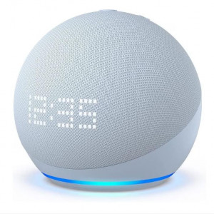 Boxa inteligenta cu ceas Amazon Echo Dot 5th Gen 2022, Control Voce Alexa, Wi-Fi, Bluetooth, Albastru Deschis