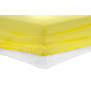Cearceaf de pat cu elastic Heinner Home, 180x200 cm, Bumbac 100%, Galben