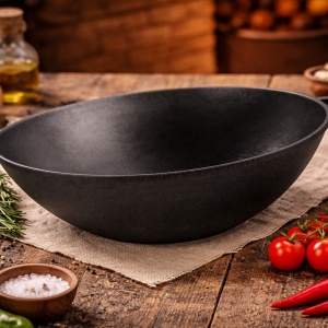 Ceaun din fonta tip wok, 36×11.5 cm, 8 L - Img 4
