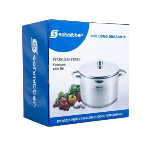 Cratita cu capac din inox , capacitate 6 l, dimensiune 24 x 24 cm, fund in 3 straturi, Schmitter