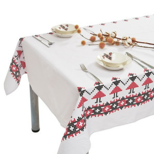 Fata de masa Heinner HR-TC0V-180, 140X180 cm, 100 % bumbac, model traditional, rosu