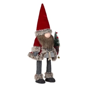 Figurina decorativa de Craciun, dimensiune 27x23x70 cm, Gnome cu costum gri - Img 2