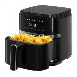 Friteuza cu aer cald HEINNER VARIETYFRY AIRFRYER HAF-B5BK1500, 1500w, capacitate: 5l, display digital cu control touch, timer 60 min, temperatura 80-200 grade, 8 programe presetate, suport teflonat detasabil, oprire automata, negru - Img 2