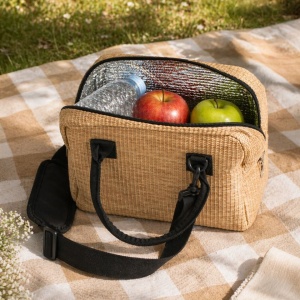 Geanta termica pentru plaja din paie, dimensiune 21x14x20 cm, capacitate 7 l - Img 3