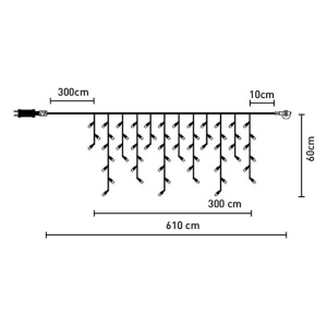 Instalatie de lumini LED tip perdea, lumina calda, 100 becuri, dimensiune 610x60 cm, extensibila, IP44 - Img 3