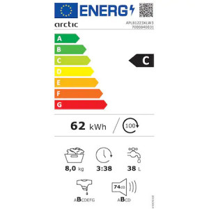 Masina de spalat rufe Arctic APL81223XLW3, 8 kg, 1200 rpm, Clasa C, Motor Silent Inverter, ExtraSteam, Alb - Img 6