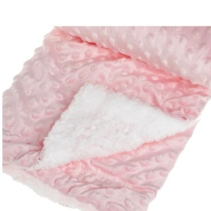 Patura catifelata cu blana sherpa pentru bebelusi,calduroasa, dimensiune 90x80 cm, Roz - Img 3