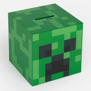 Pusculita din lemn model Minecraft, dimensiune 14x14x14 cm - Img 1