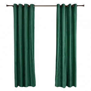 Set 2 draperii catifea, 140x270 cm, Verde